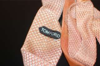 NWT $245 Tom Ford SUMMER RARE Peach White Bicolor Knit Silk Mens Tie 