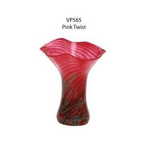  Blown Glass Mini Ruffle Vase Pink Twist 6