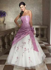 Charm Lilac/white Prom Ball Gown Wedding Dress Stock SZ  