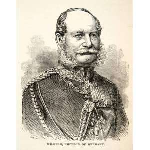  1871 Wood Engraving Emperor Wilhelm Germany Franco 