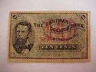 Civil War Era Eastman College Bank 10 Cent Currency