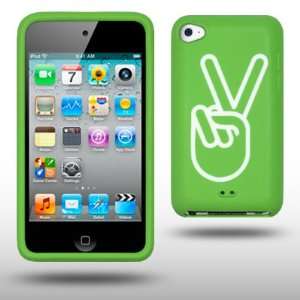 IPOD TOUCH 4 PEACE HAND SIGN LASER ENGRAVED SILICONE SKIN CASE / COVER 