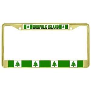  Norfolk Island Flag Gold Tone Metal License Plate Frame 