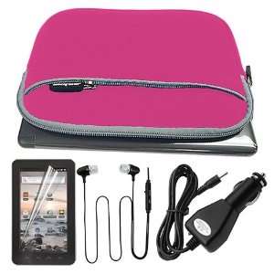  Skque Pink Pocket Carrying Case + Screen Protector + Earphone w/mic 