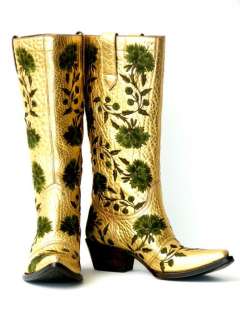 2650 GIANNI BARBATO WESTERN BULLHIDE LEATHER EMBROIDERED BOOTS HAND 