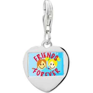   Silver Friends Forever Photophoto Heart Frame Charm Pugster Jewelry