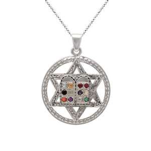    Sterling Silver .925 Hoshen David Star Hebrew Pendant Jewelry