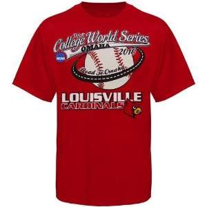 Louisville Cardinals Red 2010 NCAA Road to Omaha T shirt (Large 