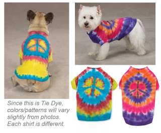 TIE DYE PEACE SIGN TEE Cool Dog T Shirt Pet Clothes New  