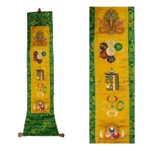  Tibetan Thangka Scroll Wall Hanging ~ 5 Tibetan Symbols 