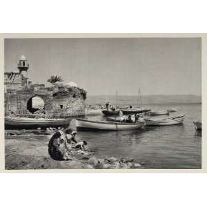  1937 Tiberias Sea of Galilee Israel Fishing Boats Lake 
