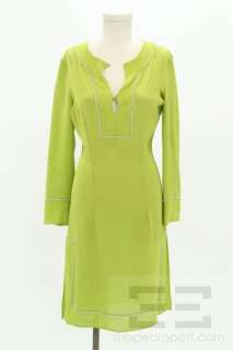 Valentino Lime Green Silk Jeweled Tunic Top Size 40  