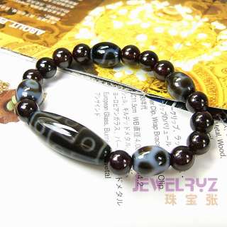Fine jewelry Tibetan 9 eyes DZI Beads Garnet bracelet  