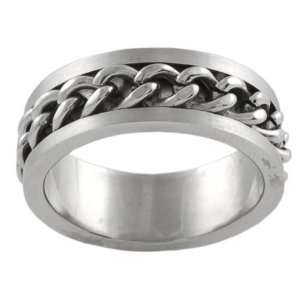  Stainless Steel Embedded Chain Link Flat Band Jewelry