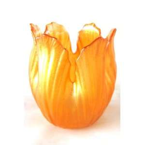 Biedermann & Sons Orange Glass Flower Shaped Votive/Tealight Wax 