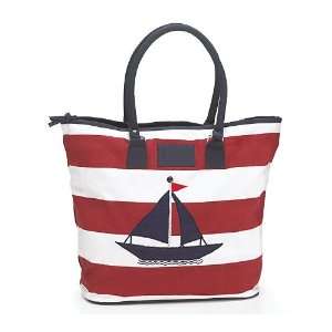Large Canvas Embroidered Sailboat Design Bag/Purse/Beach Bag Nautical 