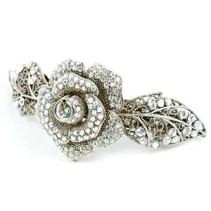  Dimensional Rose Crystal Barrette Beauty