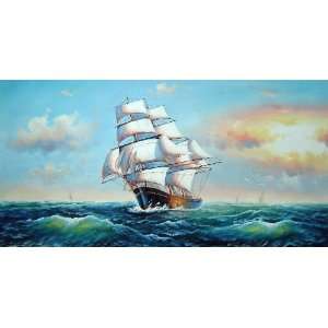  Big Ship Sailing on the Ocean Oil Painting 24 x 48 inches 