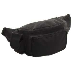    Black 3 Zipper Fanny Pack Waist Belt Bag