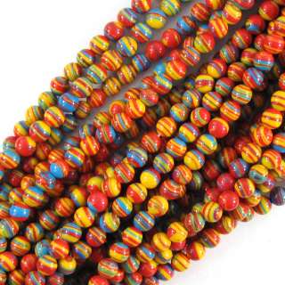 6mm orange rainbow calsilica round beads 16 strand S19806  