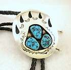 Navajo Indian Large Turquoise Bear Claw Silver Bracelet  