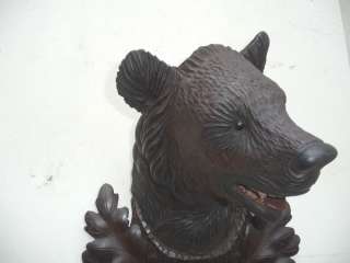 BLACK FOREST WOOD CARVED BEAR HEAD ON 1902 dated PLAQUE  