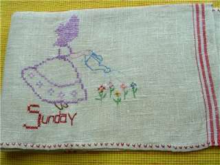   Embroidered Sunbonnet (SUNDAY) Girl Kitchen Towel   ADORABLE  