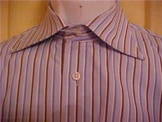 Mens THOMAS MASON Bianco Nero cotton Spread Collar STRIPED DRESS SHIRT 
