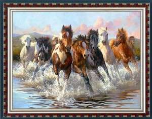 Original wild Animal Oil paintingruning horse​on canvas 36x48 