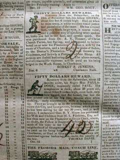   SC newspapers w ILLUSTRATED SLAVE ADS South Carolina 175yrOld  