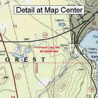   Topographic Quadrangle Map   Priest Lake SW, Idaho (Folded/Waterproof