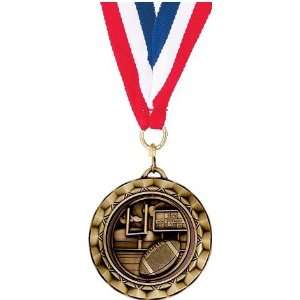 Football Medals   2 1/4andquot; Elegant Die Cast Spinning 