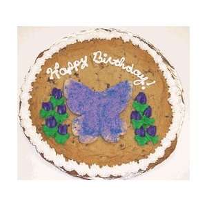   Chocolate Chip Cookie Cake with Blue and Purple Sugar Butterfly Cookie