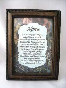 Nana Motto Poem Framed in Dark Wood 5 1/2 x 7 1/4  