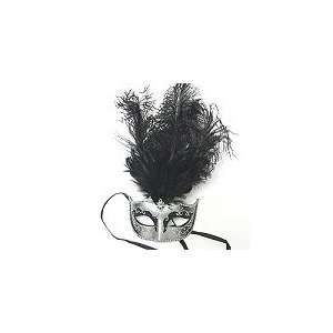  venetian style black feather mask 