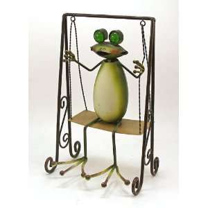  Metal Frog Sculpture on Swing