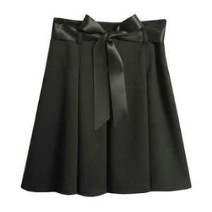  Black Pleated Skirt with Satin Ribbon Sash (8)   B45029 