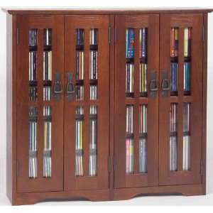  Mission Style Glass Door Wall Mounted DVD Cabinet   Leslie Dame DVD 