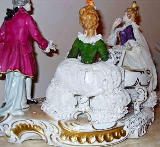   Antique Figurine Dresden Unter Weiss Bach Musical Group Lace *RARE