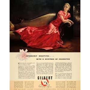   Ad Gilbert Papers Woman Red Dress Lounging Chair   Original Print Ad