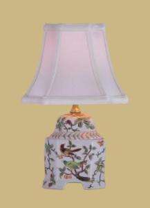 PORCELAIN SONG BIRDS COVER JAR Asian Table Lamp  