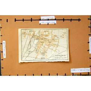  1906 MAP STREET PLAN TOWN CANTERBURY ENGLAND RAILWAY