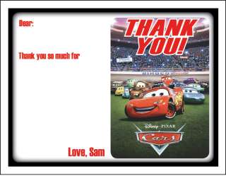  of 10 Cars Lightning McQueen Personalized Thank You Cards Notes  