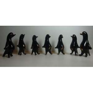   Set of 7 Piece Blown Glass Penguins Figurines 2.0h 