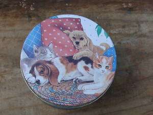 DOGS AND CATS DESIGN COASTERS IN TIN CAN SET OF SIX  