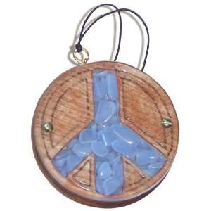 Magic Unique Gemstone and Wooden Amulet Lucky Peace Car Charm In Blue 