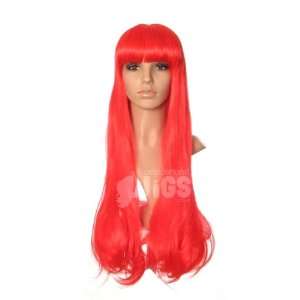  Extra Long BRIGHT RED Straight Fringe COSPLAY Wig Beauty