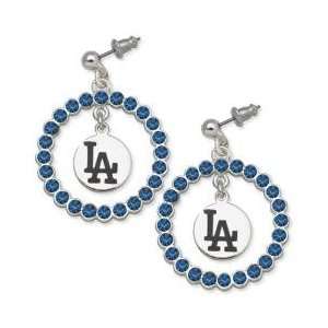   Los Angeles Dodgers Earrings   Blue Crystals & Logo 