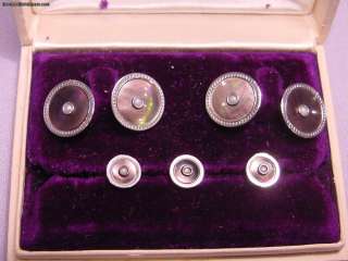 Antqiue Art Deco Cufflinks & Studs Set Pearl & Mother of Pearl W&Y 