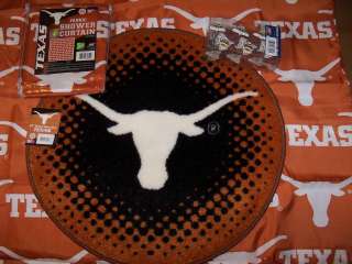 Texas Longhorns Bevo Fabric Shower Curtain & Rug & 12 Piece Matching 